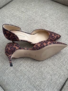 Jessica Simpson Leopard Print D'Orsay Pointed-Toe Heels - Brown